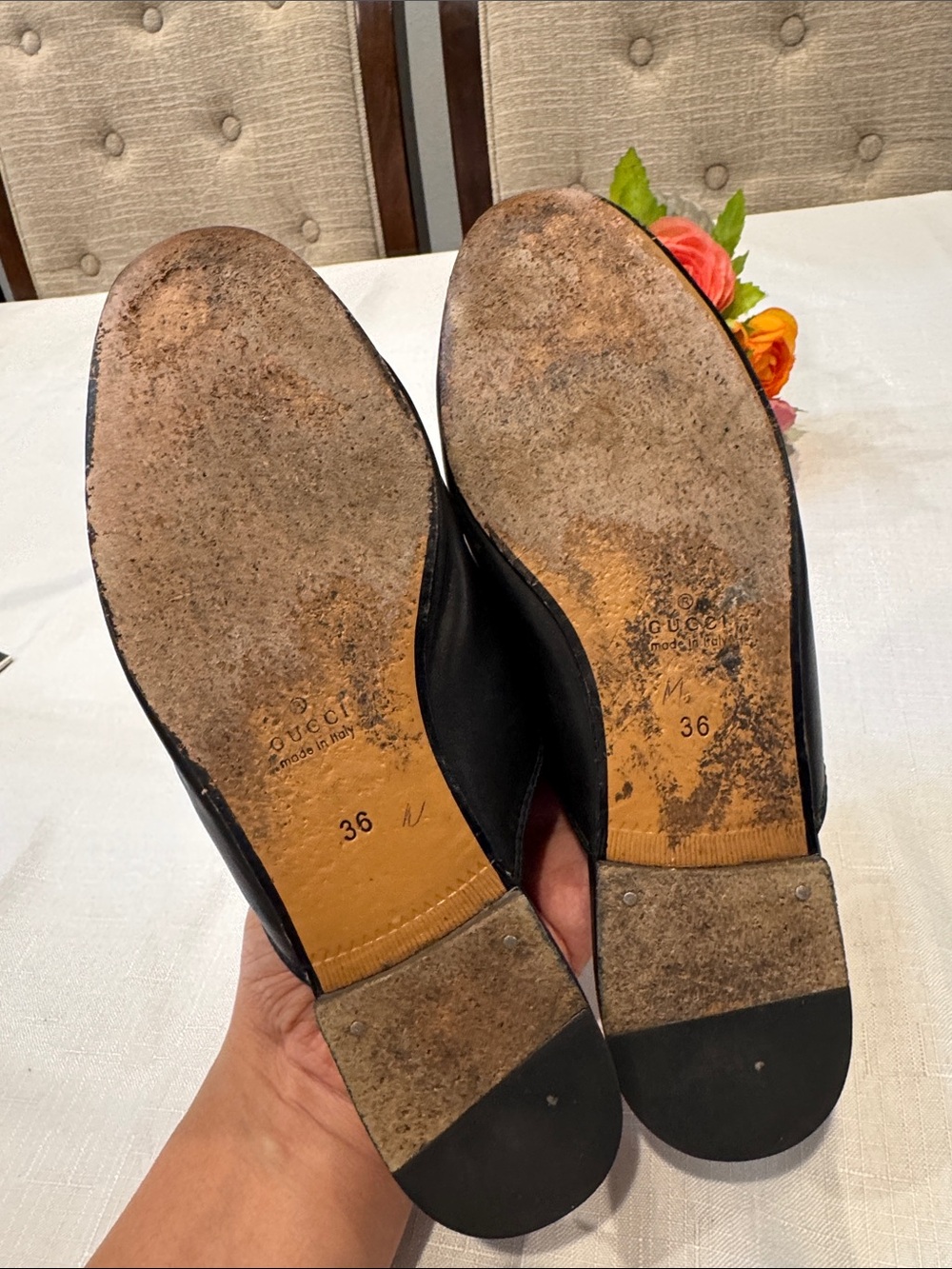 Authentic Gucci Black Leather Horsebit Slip-On Mules - Picture 4 of 11